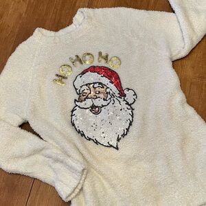 POOF Festive Chenille Santa Sweater Size L